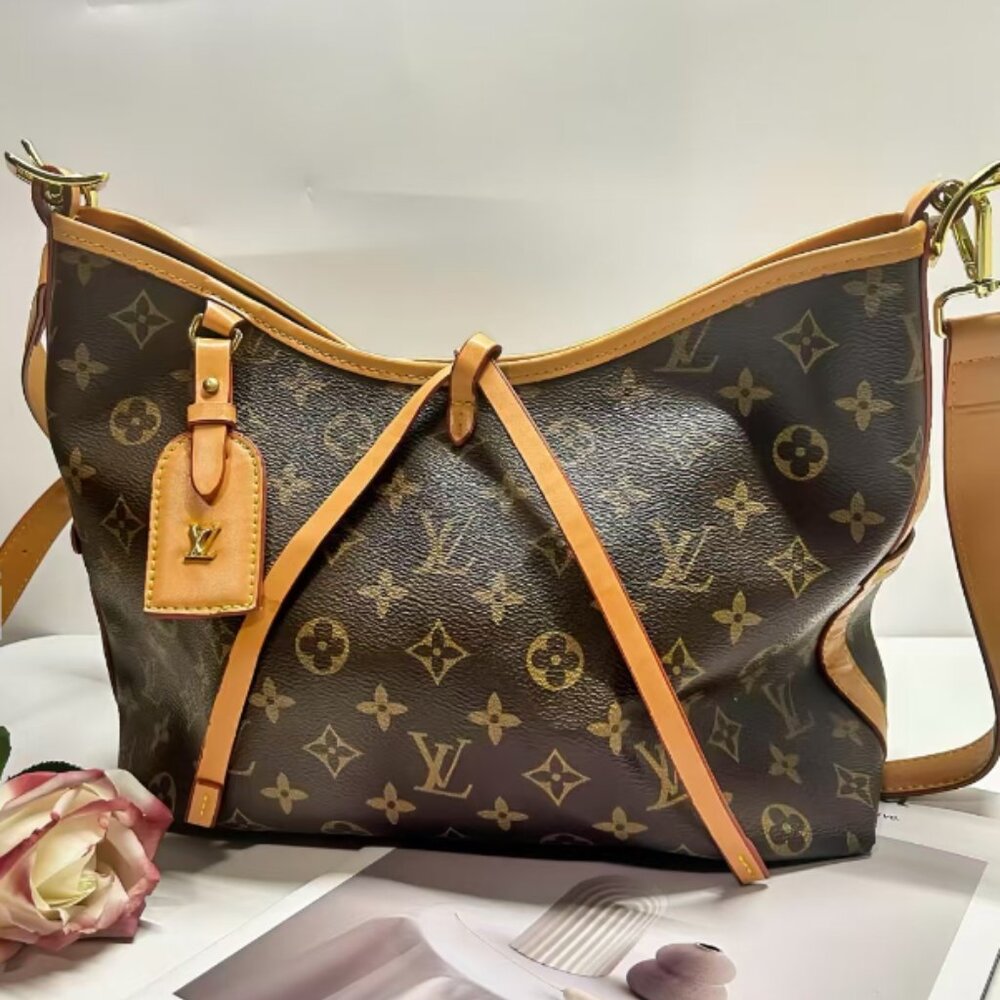 Louis Vuitton Carryall PM Brown Monogram Coated Canvas Tote - Leather Trim, Doub